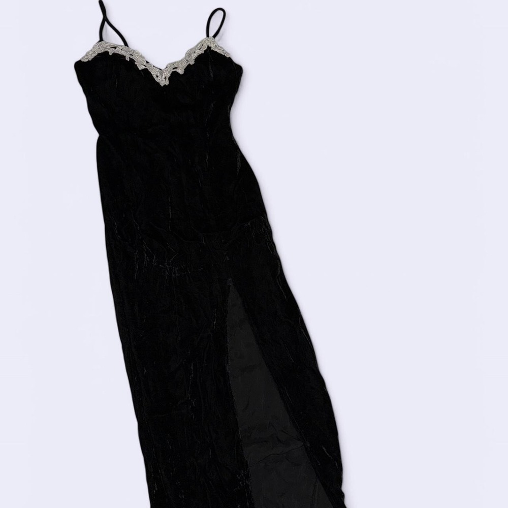 Vtg Black Whimsigoth Velvet HOCO Dress Sz 6 Dark Romance Burnout Vamp